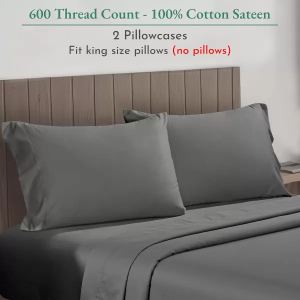 imageCalifornia Design Den Bulk Pack of 40 Piece StandardQueen Size Pillowcases  600 Thread Count 100 Cotton Sateen White04  Grey