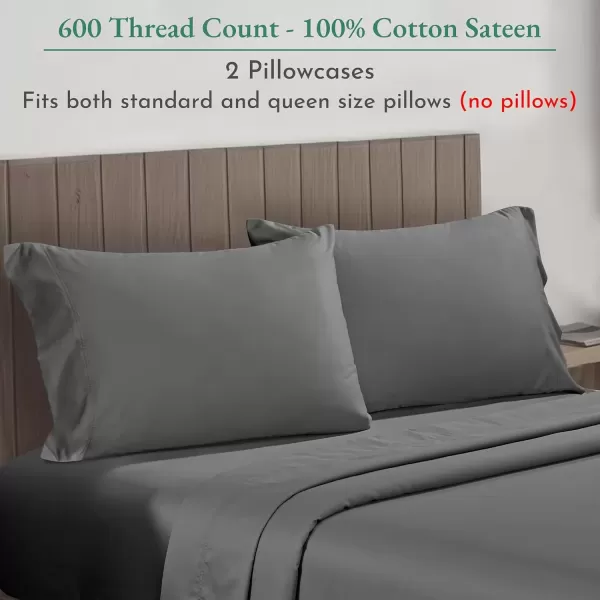 imageCalifornia Design Den Bulk Pack of 40 Piece StandardQueen Size Pillowcases  600 Thread Count 100 Cotton Sateen White04  Grey