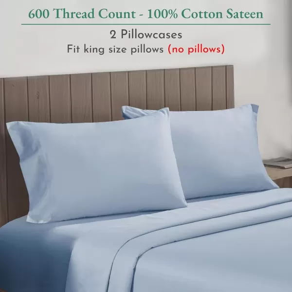 imageCalifornia Design Den Bulk Pack of 40 Piece StandardQueen Size Pillowcases  600 Thread Count 100 Cotton Sateen White05  Blue