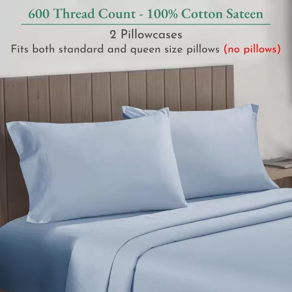 imageCalifornia Design Den Bulk Pack of 40 Piece StandardQueen Size Pillowcases  600 Thread Count 100 Cotton Sateen White05  Blue