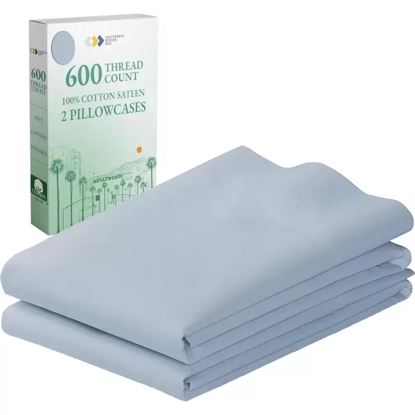 imageCalifornia Design Den Bulk Pack of 40 Piece StandardQueen Size Pillowcases  600 Thread Count 100 Cotton Sateen White05  Blue