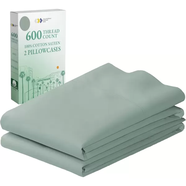 imageCalifornia Design Den Bulk Pack of 40 Piece StandardQueen Size Pillowcases  600 Thread Count 100 Cotton Sateen White06  Sage Green