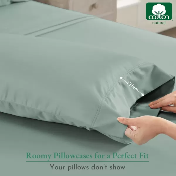 imageCalifornia Design Den Bulk Pack of 40 Piece StandardQueen Size Pillowcases  600 Thread Count 100 Cotton Sateen White06  Sage Green