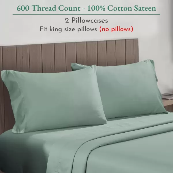 imageCalifornia Design Den Bulk Pack of 40 Piece StandardQueen Size Pillowcases  600 Thread Count 100 Cotton Sateen White06  Sage Green