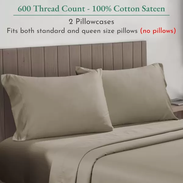 imageCalifornia Design Den Bulk Pack of 40 Piece StandardQueen Size Pillowcases  600 Thread Count 100 Cotton Sateen White07  Taupe