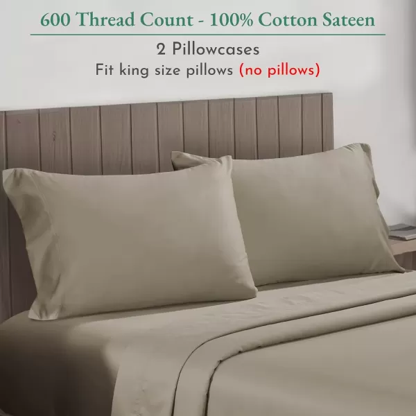 imageCalifornia Design Den Bulk Pack of 40 Piece StandardQueen Size Pillowcases  600 Thread Count 100 Cotton Sateen White07  Taupe