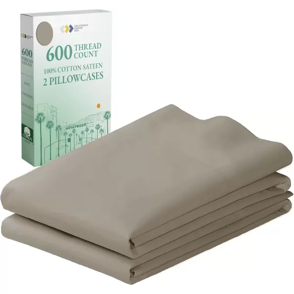 imageCalifornia Design Den Bulk Pack of 40 Piece StandardQueen Size Pillowcases  600 Thread Count 100 Cotton Sateen White07  Taupe