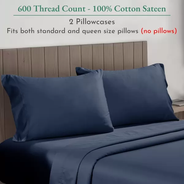imageCalifornia Design Den Bulk Pack of 40 Piece StandardQueen Size Pillowcases  600 Thread Count 100 Cotton Sateen White08  Navy Blue  Royal