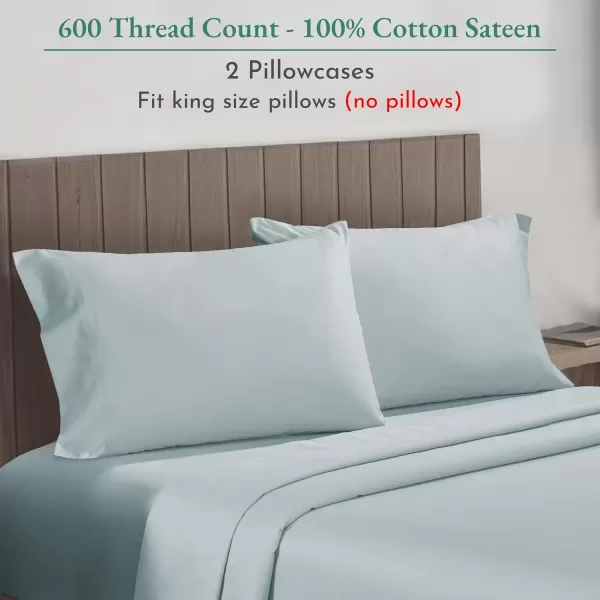 imageCalifornia Design Den Bulk Pack of 40 Piece StandardQueen Size Pillowcases  600 Thread Count 100 Cotton Sateen White09  Seafoam