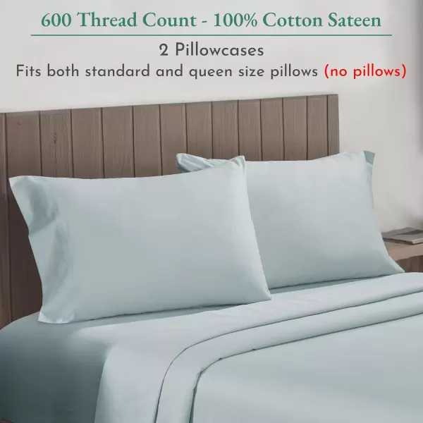 imageCalifornia Design Den Bulk Pack of 40 Piece StandardQueen Size Pillowcases  600 Thread Count 100 Cotton Sateen White09  Seafoam