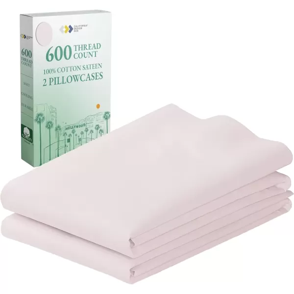 imageCalifornia Design Den Bulk Pack of 40 Piece StandardQueen Size Pillowcases  600 Thread Count 100 Cotton Sateen White10  Blush Pink