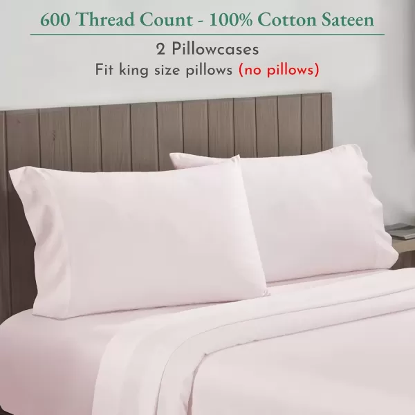 imageCalifornia Design Den Bulk Pack of 40 Piece StandardQueen Size Pillowcases  600 Thread Count 100 Cotton Sateen White10  Blush Pink