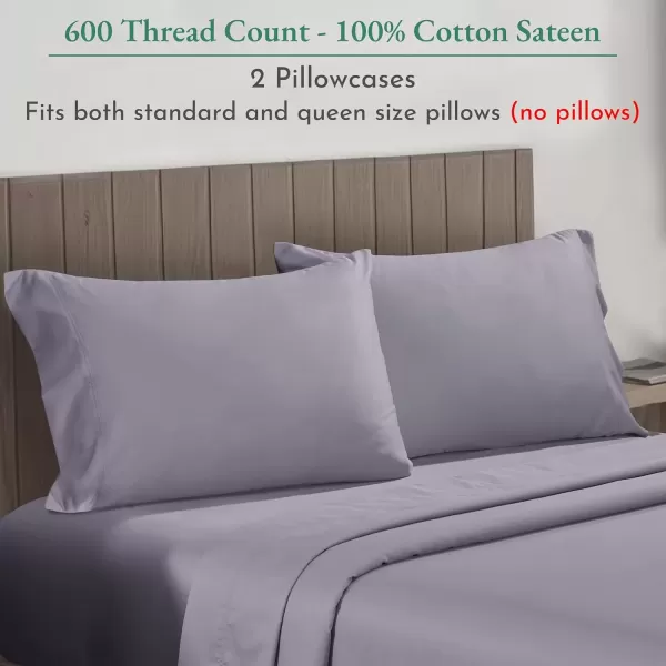 imageCalifornia Design Den Bulk Pack of 40 Piece StandardQueen Size Pillowcases  600 Thread Count 100 Cotton Sateen White11  Lavender