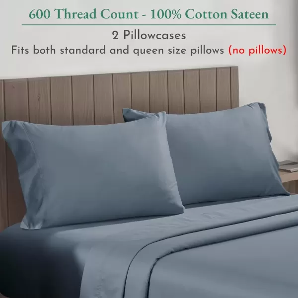 imageCalifornia Design Den Bulk Pack of 40 Piece StandardQueen Size Pillowcases  600 Thread Count 100 Cotton Sateen White12  Pastel Blue