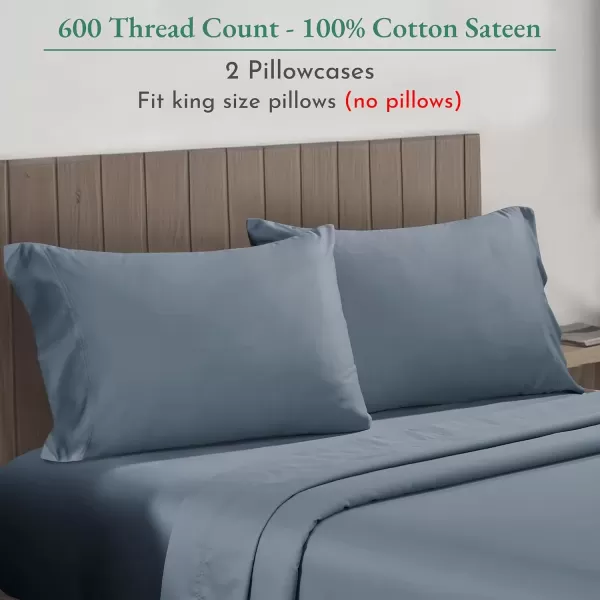 imageCalifornia Design Den Bulk Pack of 40 Piece StandardQueen Size Pillowcases  600 Thread Count 100 Cotton Sateen White12  Pastel Blue