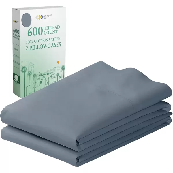 imageCalifornia Design Den Bulk Pack of 40 Piece StandardQueen Size Pillowcases  600 Thread Count 100 Cotton Sateen White12  Pastel Blue
