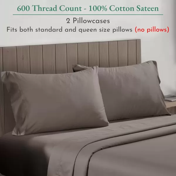 imageCalifornia Design Den Bulk Pack of 40 Piece StandardQueen Size Pillowcases  600 Thread Count 100 Cotton Sateen White13  Mushroom  Brown