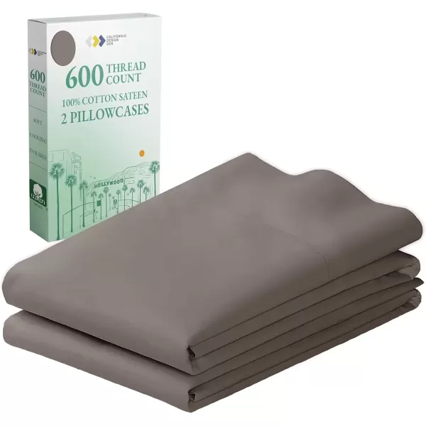 imageCalifornia Design Den Bulk Pack of 40 Piece StandardQueen Size Pillowcases  600 Thread Count 100 Cotton Sateen White13  Mushroom  Brown