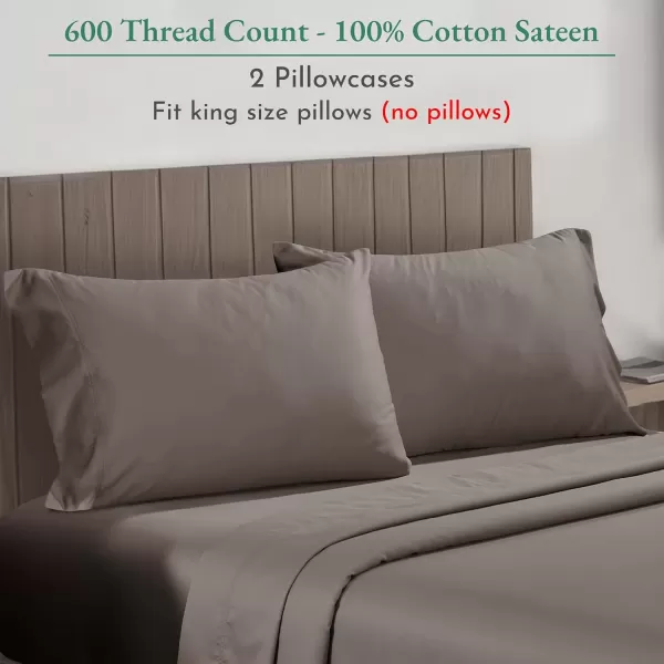 imageCalifornia Design Den Bulk Pack of 40 Piece StandardQueen Size Pillowcases  600 Thread Count 100 Cotton Sateen White13  Mushroom  Brown