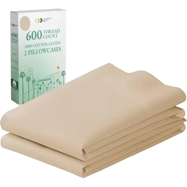 imageCalifornia Design Den Bulk Pack of 40 Piece StandardQueen Size Pillowcases  600 Thread Count 100 Cotton Sateen White15  Tanbeige