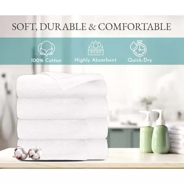 imageCalifornia Design Den Luxury 100 Cotton Bath Towels  Pack of 4 Soft ampamp Fluffy Quick Dry ampamp Highly Absorbent Hotel Quality Bath Towel Set Like a Spa Retreat Everyday White  27quot x 54quot
