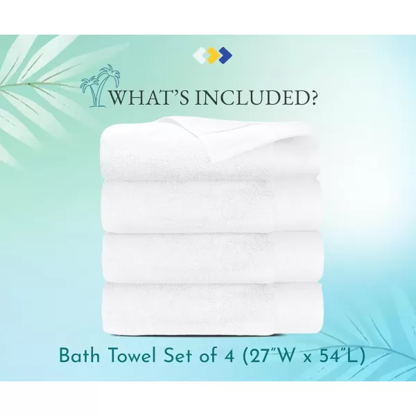 imageCalifornia Design Den Luxury 100 Cotton Bath Towels  Pack of 4 Soft ampamp Fluffy Quick Dry ampamp Highly Absorbent Hotel Quality Bath Towel Set Like a Spa Retreat Everyday White  27quot x 54quot