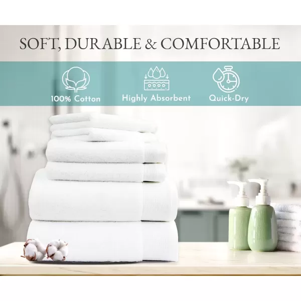 imageCalifornia Design Den Luxury 100 Cotton Towels  6 Piece Towel Set Extra Soft ampamp Fluffy Quick Dry Towel ampamp Highly Absorbent Hotel Bath Towel Set  2 Bath Towels 2 Hand Towels ampamp 2 Washcloths White
