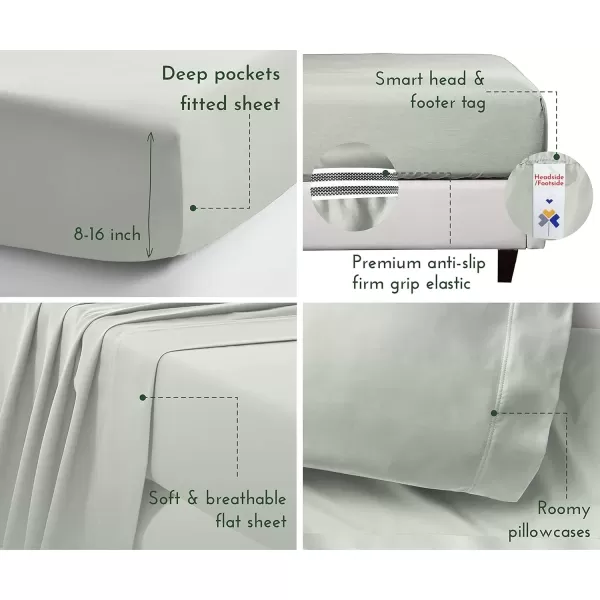 imageCalifornia Design Den Luxury 800 Thread Count 100 Cotton Sheets for Queen Size Bed Hotel Quality Bedding with Deep Pocket Fitted Sheet Cooling ampamp Softer Than Egyptian Cotton Sheets White Sheets SetSilver Sage