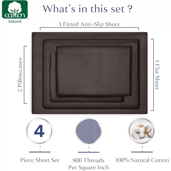 imageCalifornia Design Den Luxury 800 Thread Count 100 Cotton Sheets for Queen Size Bed Hotel Quality Bedding with Deep Pocket Fitted Sheet Cooling ampamp Softer Than Egyptian Cotton Sheets White Sheets SetChocolate Brown