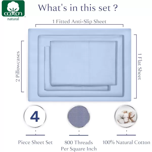 imageCalifornia Design Den Luxury 800 Thread Count 100 Cotton Sheets for Queen Size Bed Hotel Quality Bedding with Deep Pocket Fitted Sheet Cooling ampamp Softer Than Egyptian Cotton Sheets White Sheets SetBlue