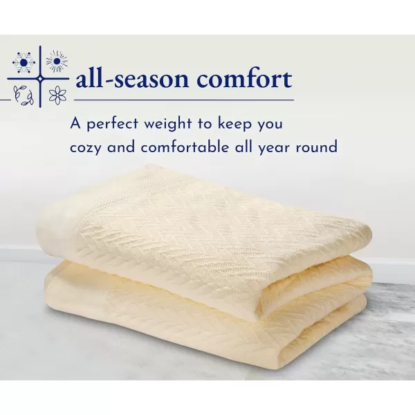 imageCalifornia Design Den Soft ampamp Cool 100 Cotton Blanket Queen SizeFull Size Lightweight ampamp Breathable Bed Blanket for Summers Herringbone Design Ivory Queen Blanket AllSeason Throw IvoryIvory