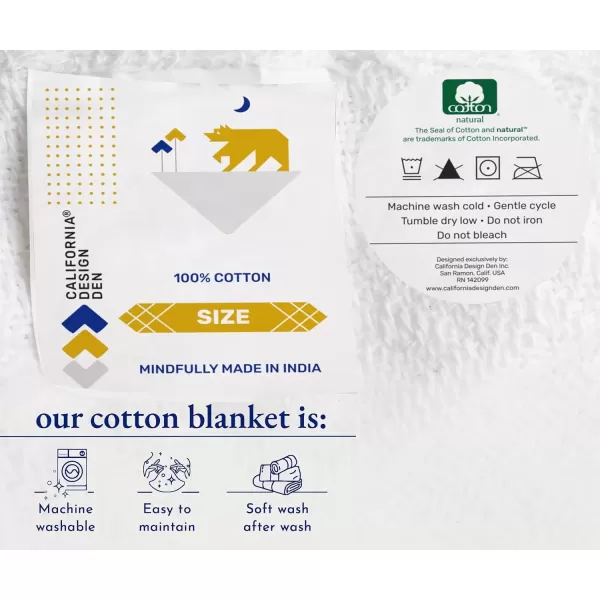 imageCalifornia Design Den Soft ampamp Cool 100 Cotton Blanket Queen SizeFull Size Lightweight ampamp Breathable Bed Blanket for Summers Herringbone Design Ivory Queen Blanket AllSeason Throw IvoryWhite