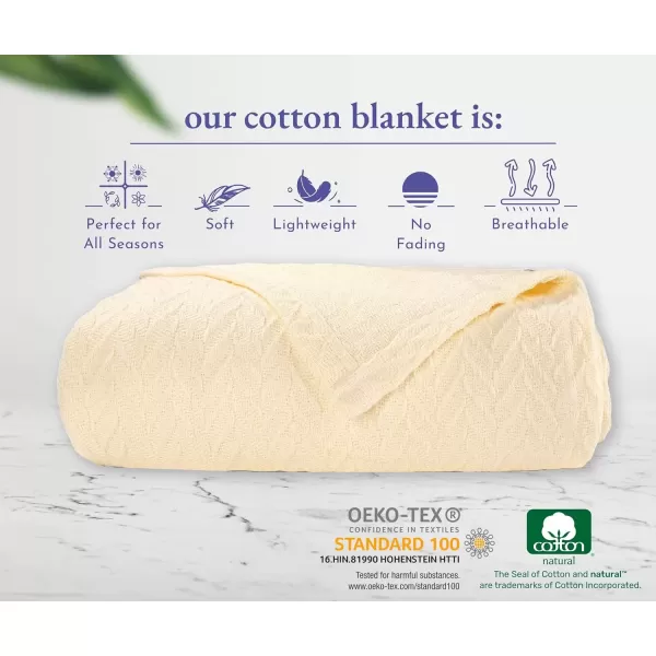 imageCalifornia Design Den Soft ampamp Cool 100 Cotton Blanket Queen SizeFull Size Lightweight ampamp Breathable Bed Blanket for Summers Herringbone Design Ivory Queen Blanket AllSeason Throw IvoryIvory