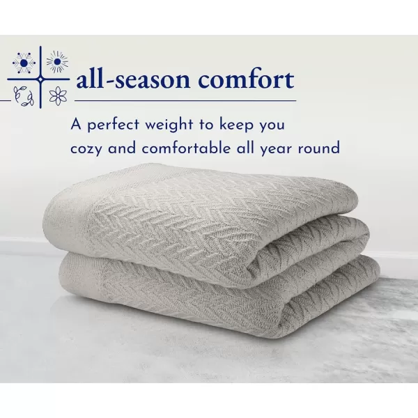 imageCalifornia Design Den Soft ampamp Cool 100 Cotton Blanket Queen SizeFull Size Lightweight ampamp Breathable Bed Blanket for Summers Herringbone Design Ivory Queen Blanket AllSeason Throw IvoryLight Gray