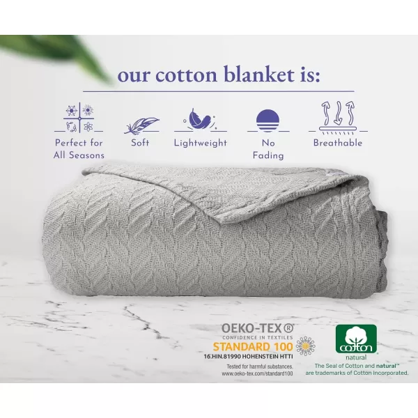 imageCalifornia Design Den Soft ampamp Cool 100 Cotton Blanket Queen SizeFull Size Lightweight ampamp Breathable Bed Blanket for Summers Herringbone Design Ivory Queen Blanket AllSeason Throw IvoryLight Gray