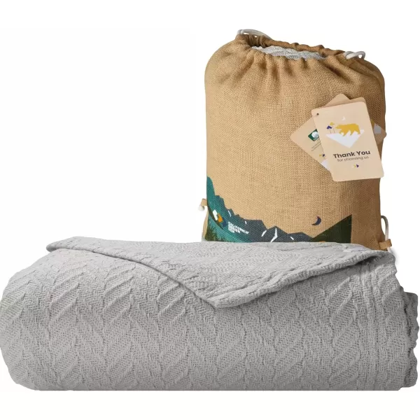 imageCalifornia Design Den Soft ampamp Cool 100 Cotton Blanket Queen SizeFull Size Lightweight ampamp Breathable Bed Blanket for Summers Herringbone Design Ivory Queen Blanket AllSeason Throw IvoryLight Gray
