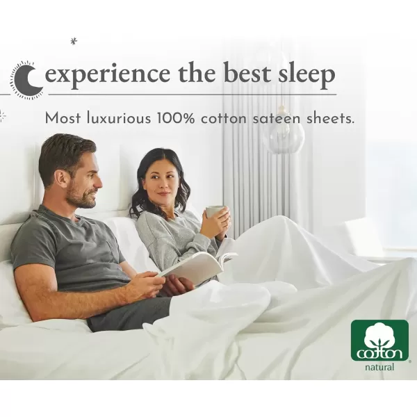 imageCalifornia Design Den Twin XL Sheets Set 400 Thread Count Sateen 100 Cotton Sheets Soft Luxury 3 Pc Dorm Rooms ampamp Adults Cooling Sheets Set Plaid SheetsSage Green