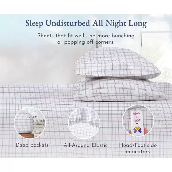 imageCalifornia Design Den Twin XL Sheets Set 400 Thread Count Sateen 100 Cotton Sheets Soft Luxury 3 Pc Dorm Rooms ampamp Adults Cooling Sheets Set Plaid SheetsPattern  Plaid