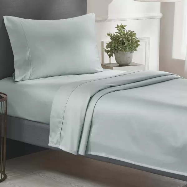 imageCalifornia Design Den Twin XL Sheets Set 400 Thread Count Sateen 100 Cotton Sheets Soft Luxury 3 Pc Dorm Rooms ampamp Adults Cooling Sheets Set Plaid SheetsSilver Sage