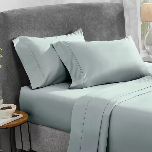 imageCalifornia Design Den Twin XL Sheets Set 400 Thread Count Sateen 100 Cotton Sheets Soft Luxury 3 Pc Dorm Rooms ampamp Adults Cooling Sheets Set Plaid SheetsSilver Sage
