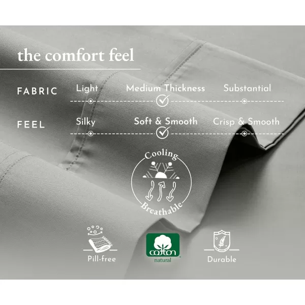 imageCalifornia Design Den Twin XL Sheets Set 400 Thread Count Sateen 100 Cotton Sheets Soft Luxury 3 Pc Dorm Rooms ampamp Adults Cooling Sheets Set Plaid SheetsSlate Gray