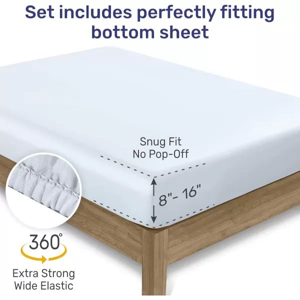 imageCalifornia Design Den Twin XL Sheets Set 400 Thread Count Sateen 100 Cotton Sheets Soft Luxury 3 Pc Dorm Rooms ampamp Adults Cooling Sheets Set Plaid SheetsBallad Blue