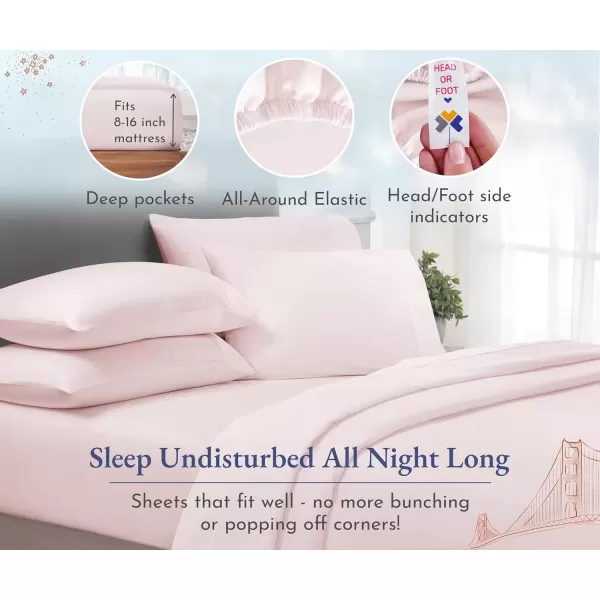 imageCalifornia Design Den Twin XL Sheets Set 400 Thread Count Sateen 100 Cotton Sheets Soft Luxury 3 Pc Dorm Rooms ampamp Adults Cooling Sheets Set Plaid SheetsPink