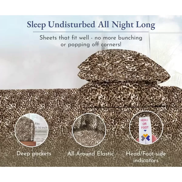 imageCalifornia Design Den Twin XL Sheets Set 400 Thread Count Sateen 100 Cotton Sheets Soft Luxury 3 Pc Dorm Rooms ampamp Adults Cooling Sheets Set Plaid SheetsPattern  Leopard Print