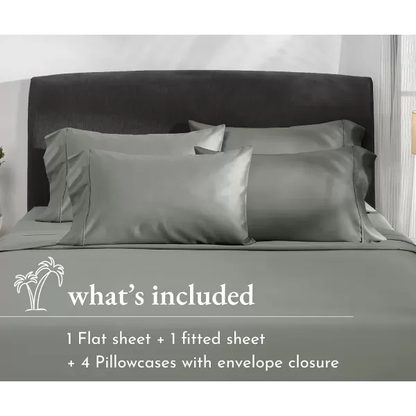 imageCalifornia Design Den Twin XL Sheets Set 400 Thread Count Sateen 100 Cotton Sheets Soft Luxury 3 Pc Dorm Rooms ampamp Adults Cooling Sheets Set Plaid SheetsSlate Gray