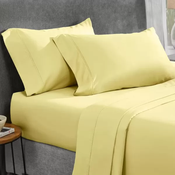 imageCalifornia Design Den Twin XL Sheets Set 400 Thread Count Sateen 100 Cotton Sheets Soft Luxury 3 Pc Dorm Rooms ampamp Adults Cooling Sheets Set Plaid SheetsSunshine Yellow