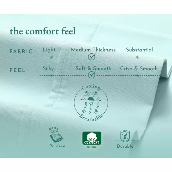 imageCalifornia Design Den Twin XL Sheets Set 400 Thread Count Sateen 100 Cotton Sheets Soft Luxury 3 Pc Dorm Rooms ampamp Adults Cooling Sheets Set Plaid SheetsSeafoam
