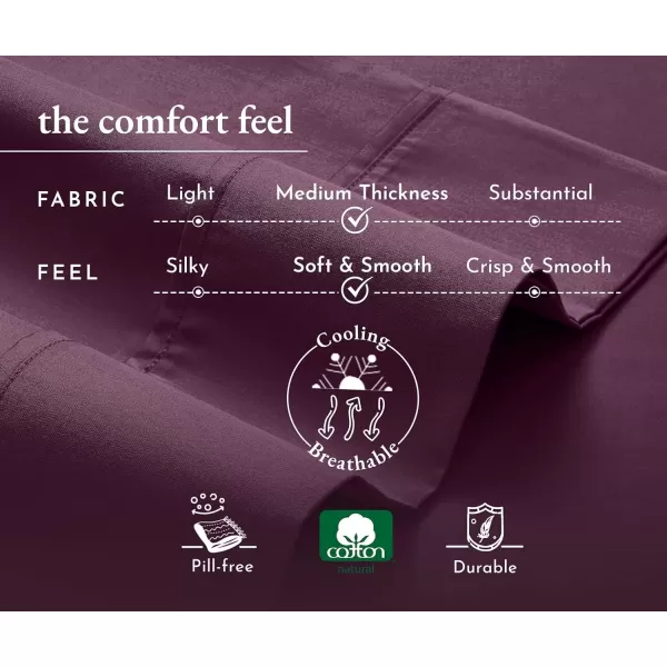 imageCalifornia Design Den Twin XL Sheets Set 400 Thread Count Sateen 100 Cotton Sheets Soft Luxury 3 Pc Dorm Rooms ampamp Adults Cooling Sheets Set Plaid SheetsSoft Plum