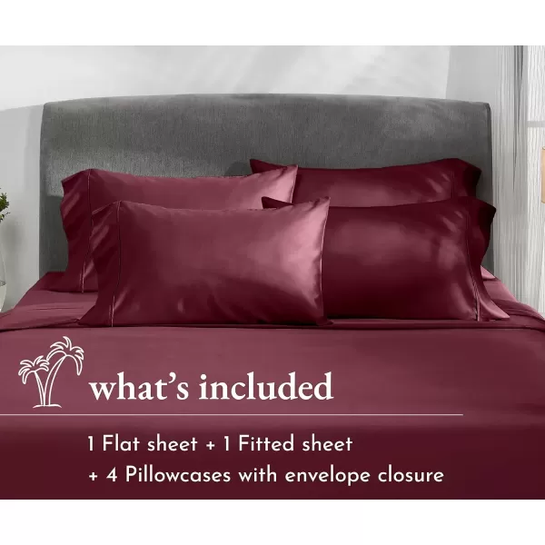 imageCalifornia Design Den Twin XL Sheets Set 400 Thread Count Sateen 100 Cotton Sheets Soft Luxury 3 Pc Dorm Rooms ampamp Adults Cooling Sheets Set Plaid SheetsBurgundy Red