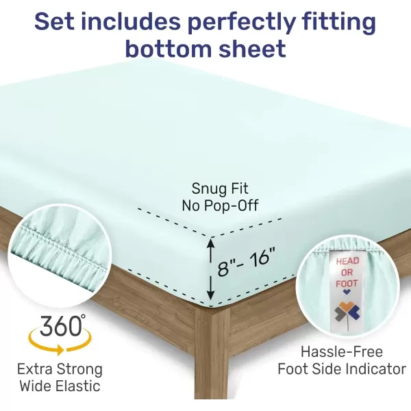 imageCalifornia Design Den Twin XL Sheets Set 400 Thread Count Sateen 100 Cotton Sheets Soft Luxury 3 Pc Dorm Rooms ampamp Adults Cooling Sheets Set Plaid SheetsSeafoam